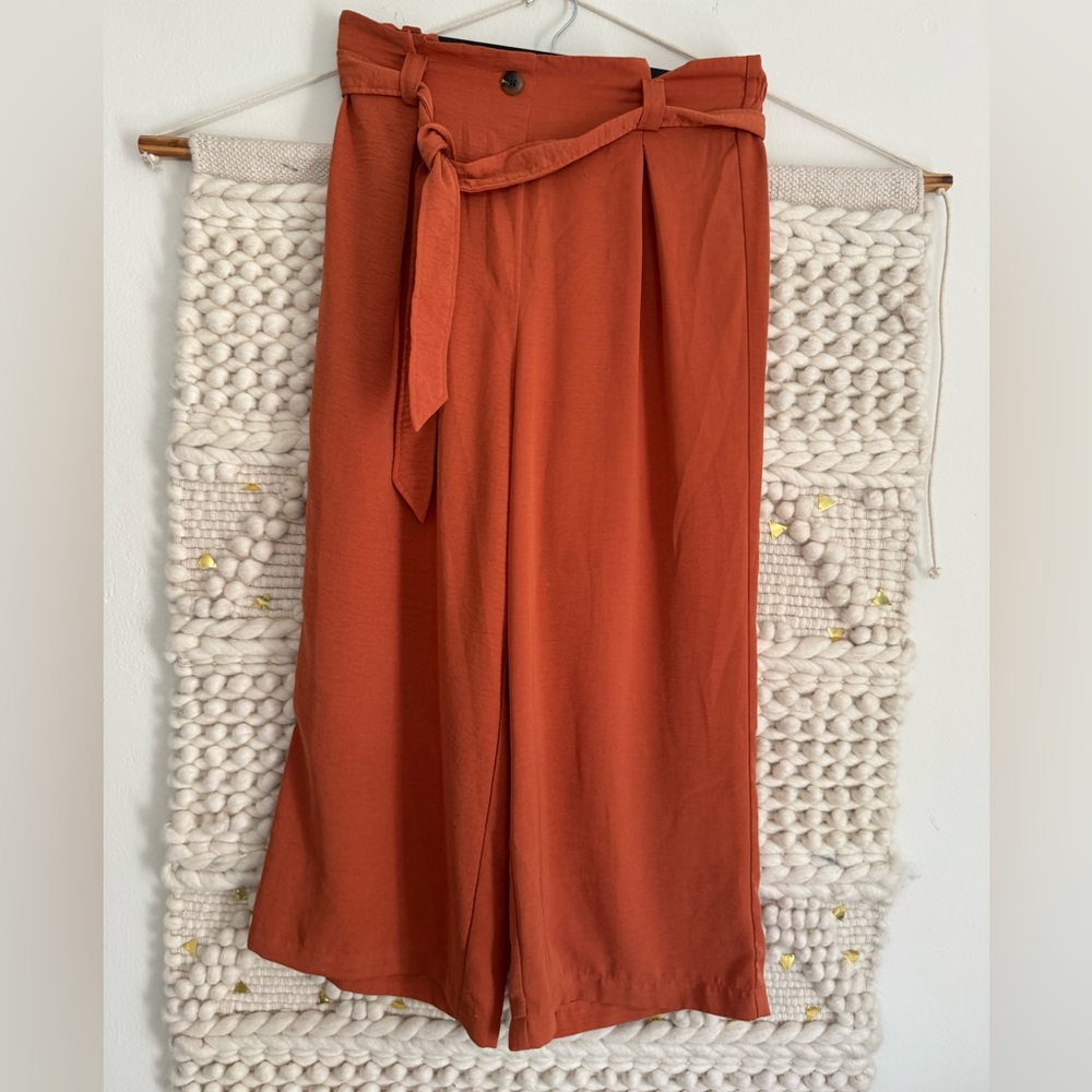 Stradivarius Terracotta Wide Leg Pants